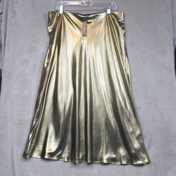 NWT J.Crew Gwyneth Slip Skirt – Gold Lamé Midi Bias Cut Satin Look Size XL - Picture 6 of 13